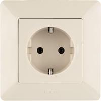 Механизм розетки 1-м СП Valena Life 16А IP2X 250В 2P+E безвинт. клеммы с лицев. панелью сл. кость Leg 753521