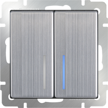 Механизм ВЫКЛЮЧАТЕЛЯ  2кл. с/п с подсветкой проходной (WERKEL) (глянцевый никель) (WL02-SW-2G-2W-LI)