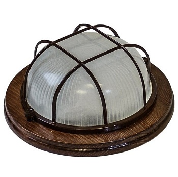 Светильник  НБО 03-60-022 дерево, орех, круг с реш. 60Вт Е27 (+1+130)IP54(11574)