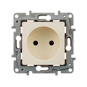 Механизм розетки 1-м СП Etika 16А IP31 250В 2P без заземл. защ. шторки немецк. стандарт винт. клеммы сл. кость Leg 672334
