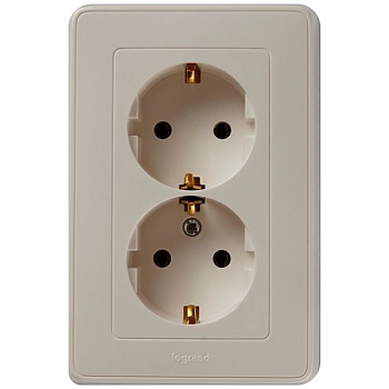 Механизм РОЗЕТКИ  2х-мест. с/п з/к (LEGRAND CARIVA) крем (773727)