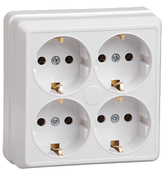 Розетка 4-м ОП Октава РС24-3-ОБ 16А IP20 с заземл. бел. IEK ERO41-K01-16-DC