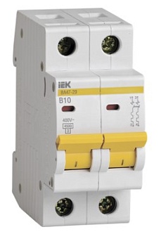 Выключатель автоматический модульный 2п B 10А 4.5kA ВА47-29 ИЭК MVA20-2-010-B
