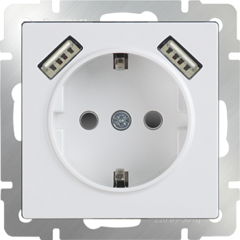 Механизм РОЗЕТКИ  1-мест+USB2. со шторкой (WERKEL) (белый) (WL01-SKGS-USBx2-IP20-white)