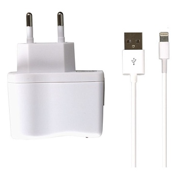 СЗУ "Smartbuy" NOVA, вых. ток 2.1А, белое, кабель для iPhone 5/6/iPad Mini/Pad Air (SBP-1150)