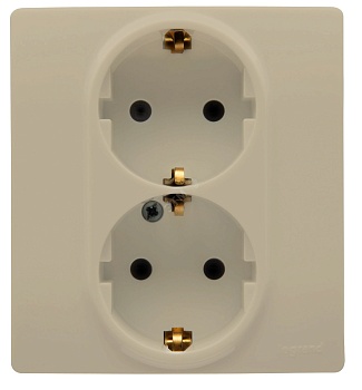Механизм розетки 2-й С/П З/К  со шторками (сл.кость) (Legrand Etika) (672333)