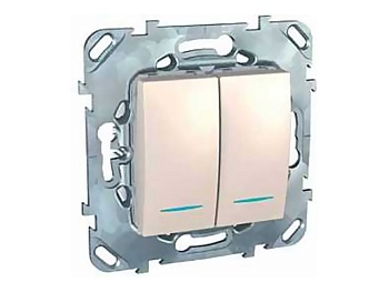 Механизм ВЫКЛЮЧАТЕЛЯ 2кл. с подсв. крем (UNICA U5.0101.25NZ)