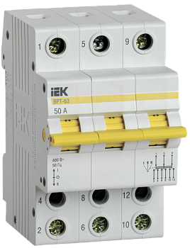 Выключатель-разъединитель "ИЭК" ВРТ-63, 3п 50А трехпозиционный