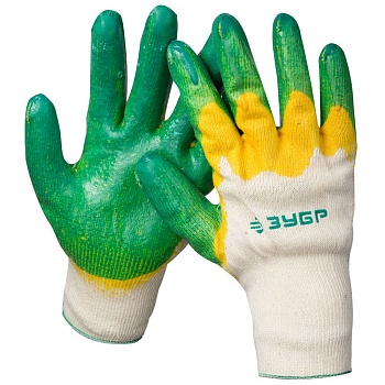 Перчатки х/б "Зубр" двойная обливка из латекса  (11459-XL/К10)