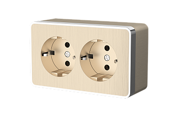 Розетка  2-я О/П  з/к  /шампань рифленый/ (WERKEL) (WL15-02-03)