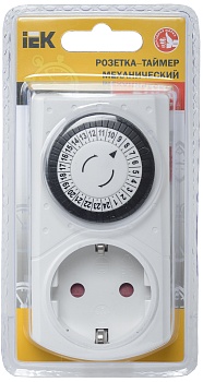 Розетка-таймер "ИЭК" РТМ-1 механ. 30мин 24ч 48 on/off 16A IP20