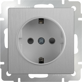 Механизм РОЗЕТКИ  1-мест. с/п з/к  (WERKEL) (серебряный рифленый) (WL09-SKG-01-IP20)