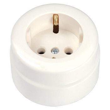 Розетка О/П З/К керамика (белая) (IN)