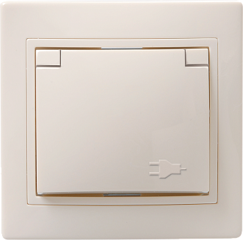 Розетка 1-м СП Кварта РСб10-3-ККм 16А IP20 с заземл. с крышкой крем. IEK ERK15-K33-16-DM