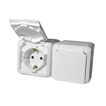 Розетка 2м П/Г З/К /белая/ шторка (LEGRAND Quteo) (782323)
