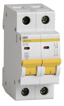 Выключатель автоматический модульный 2п D 16А 4.5kA ВА47-29 ИЭК MVA20-2-016-D