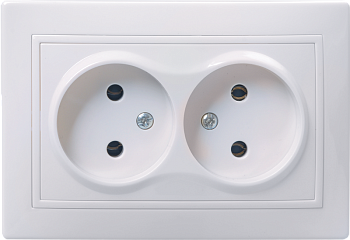 Розетка 2-м СП Кварта 10А IP20 без заземл. без защ. шторок бел. IEK ERK23-K01-10-DM