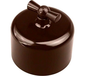 Выключатель 2кл. О/П поворотный пластик коричневый R1-212-22 (Bironi)