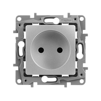 Механизм розетки 1-м СП Etika 16А IP31 250В 2P без заземл. защ. шторки немецк. стандарт винт. клеммы алюм. Leg 672434