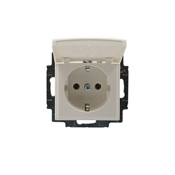 Механизм РОЗЕТКИ 1-ая с з/к c крышкой Беж ABB Basic 55 [2018-0-0351(20 EUK-92)]