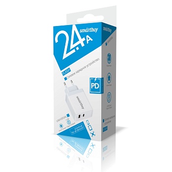 СЗУ "SmartBuy" 3A, 2 USB, белое, FLASH (SBP-2022)