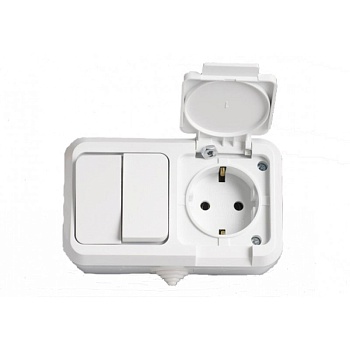 Блок О/П  Выкл 2кл. + Розетка з/к  (Makel) (451А2)