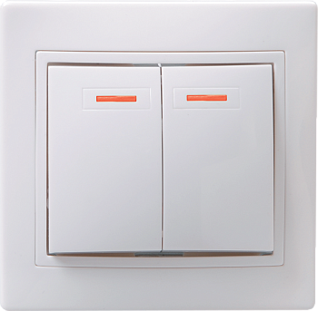 Выключатель 2-кл. СП Кварта 10А IP20 ВС10-2-1-КБ с индикацией бел. IEK EVK21-K01-10-DM