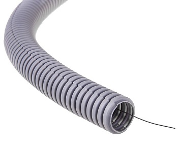 Труба гофрированная ПВХ d25мм с протяжкой сер. (уп.25м) IEK CTG20-25-K41-025I