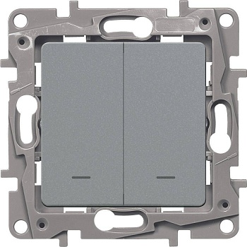 Механизм выключателя 1-кл.С/П с подсветкой  (алюминий) (Legrand Etika) (672403)