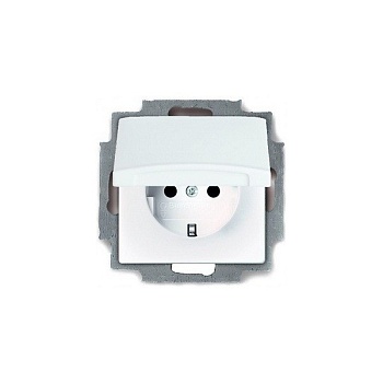 Механизм РОЗЕТКИ 1-ая с/п з/к c крышкой белая ABB Basic 55 (2018-0-0350)