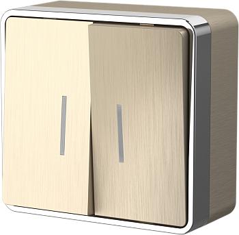 Выключатель   2кл. О/П с подсв. /шампань рифленый/ (WERKEL) (WL15-03-03)