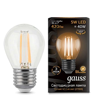 Лампа светодиодная филаментная Black Filament 5Вт шар 2700К E27 Gauss 105802105