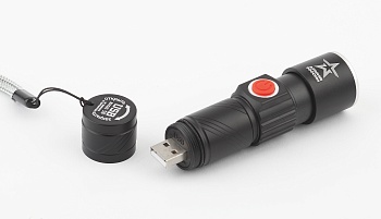 Фонарь MA-601 АРМИЯ РОССИИ универсальный Циркон 3Вт алюм. регул. фокус 3 режима Li аккум. USB блист. ЭРА Б0030191