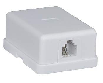 Розетка телефонная на стену, 1 вход 6Р-4С (RJ-11) "REXANT" (06-0100-B)