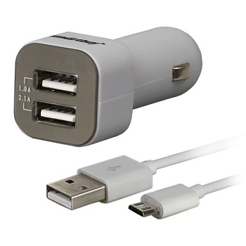 АЗУ "Smartbuy" AMPER Combo, 3.1А, 2USB+кабель MicroUSB серый (SBP-1950)