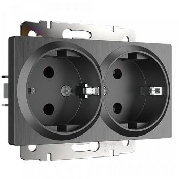 Механизм РОЗЕТКИ  2-мест. с/п з/к  (WERKEL) (графит рифленый) (WL04-SKG-02-IP20)