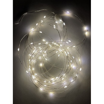 Гирлянда "ЭРА" "Нить" 10м, серебр. провод.,100LED ,220В, теплый белый (Б0047964)