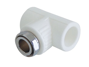 Тройник комбинированный с накидной гайкой  для полипропиленовых труб под сварку 32х1  1/4" KALDE(322