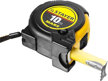 Рулетка "STAYER" MARS 10 м (обрезиненный корпус) (34131-10)