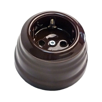 Розетка О/П З/К пластик (коричневая) (KERUDA Basic)